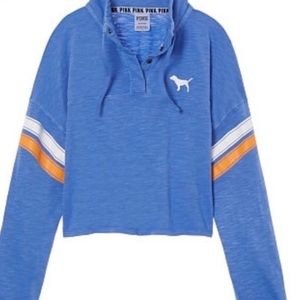 VS Pink Varsity Quarter Snap Crop